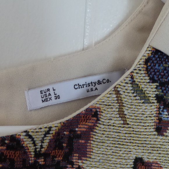 Christy & Co butterfly embroidered tapestry top L - Picture 3 of 4